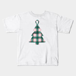 Festive and Symmetrical Plaid Christmas Tree Kids T-Shirt